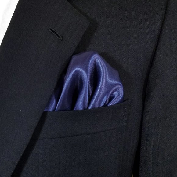 Dark Blue Satin Pre-Folded Pocket Square Insert - Picture 2 of 5